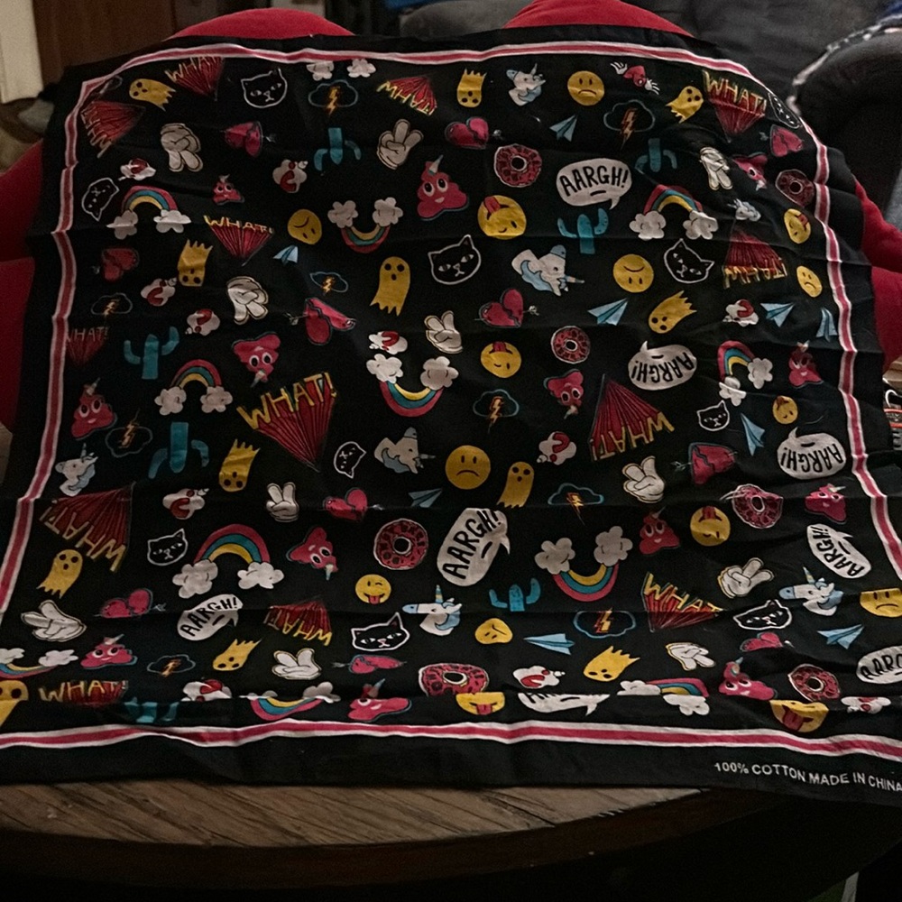 Bandanna pop art comic style colorful unicorns and rainbows